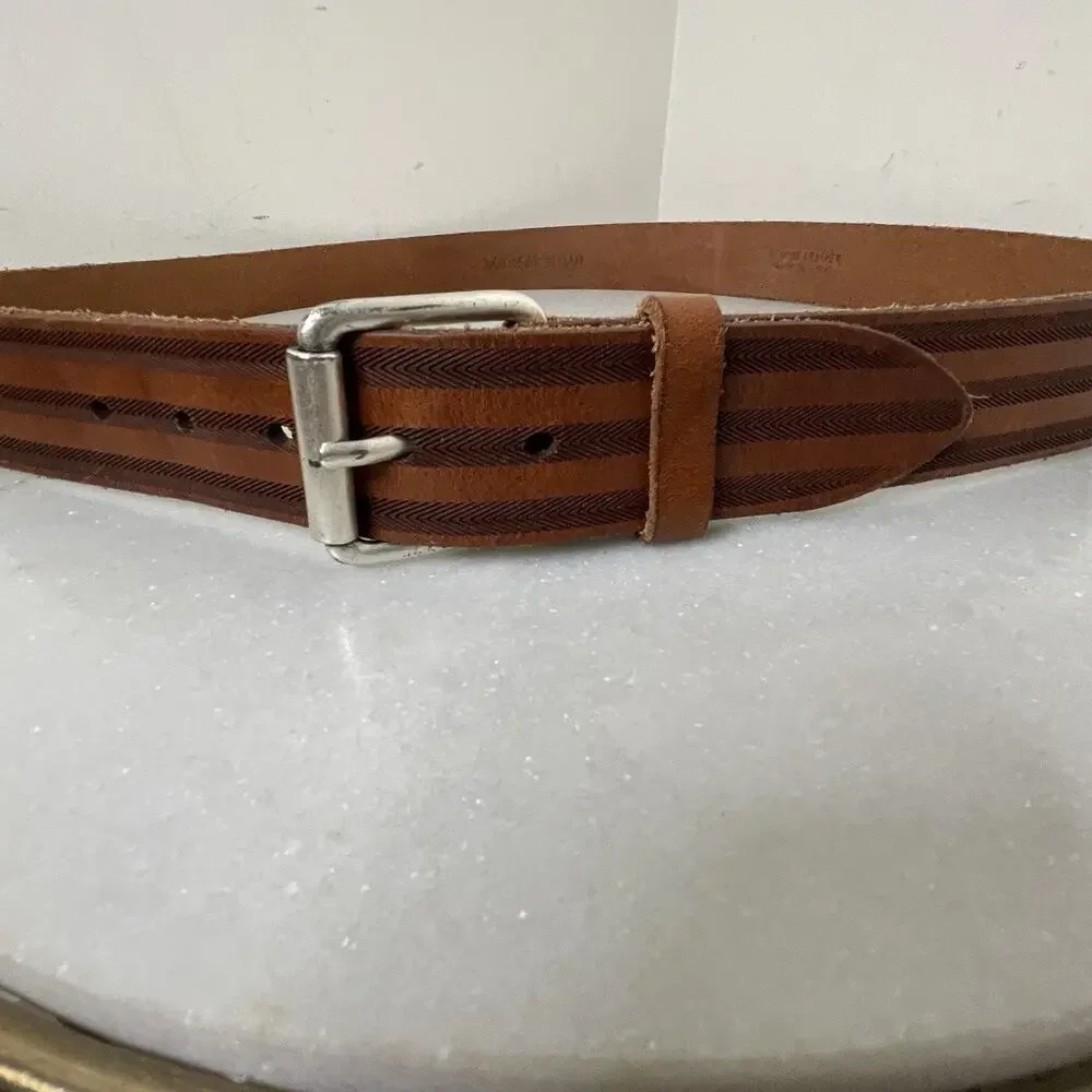 Maus & Hoffman Belt Men Genuine Leather Brown Sz 44 Designer